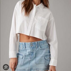 American eagle denim cargo mini skirt